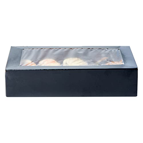 Restaurantware Sakura Vision 8 x 4.8 x 1.8 Inch Sushi Boxes 50 Disposable Take Out Boxes - Built-In Lid Clear Window Black Paper Rectangle Boxes For Sushi Maki Or Sashimi - size: Large