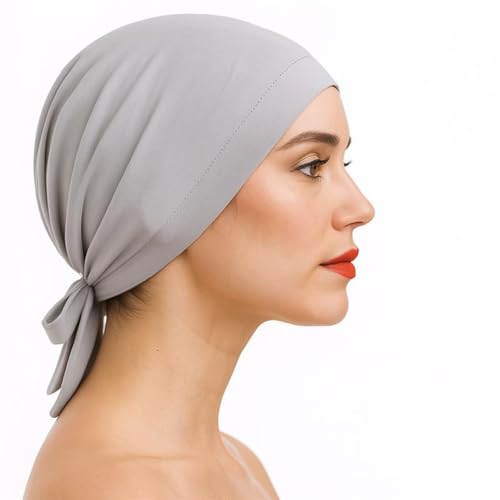 The Grip Cap Satin Hijab Undercap with Silicone Grip (Grey, Black & White) - color: Grey