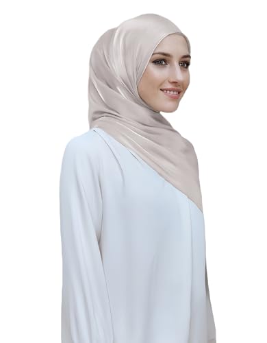 Lina & Lily Sheen Shimmer Women's Crepe Scarf Shawl Wrap Head Hijab Lightweight - color: Light Mink