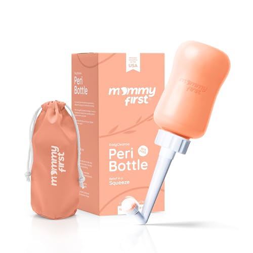 Mommy First® Peri Bottle for Postpartum Care | Upside Down Bottle for Perineal Cleansing and Recovery | Portable Bidet | Postpartum Essential | Peach 12.2 OZ - color: Peach