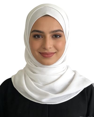 JUMISEE Silky Satin Hijab Scarf for Women Fashion Crinkle Crepe Instant Muslim Islamic Hijab Head Wrap Long Shawls - color: White