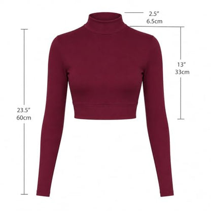 AMAL Muslim Arm Hijab Cotton Cropped Bolero Top for Women, Long Sleeve Mock Neck Modest Layering Shrug - color: Burgundy, size: XX-Large