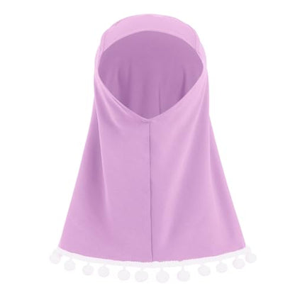 IWEMEK Infant Baby Girl Prayer Dress Kids Muslim Clothes for Toddler Girls Abaya with Hijab Ruffle Islamic Eid Ramadan Outfit - color: Lavender, size: 0-6 Months