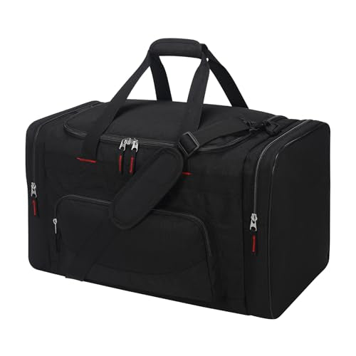 22 inch Gym Bag for Men - 55L Large Travel Duffle Bag Sports Equipment Bag with Multiple Zippered Pockets,Outdoor Workout Duffle Bag for Overnight Weekend - Black - color: Black