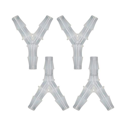 5/16" Polypropylene Y-Shaped 3-Way Barbed Hose Fitting, 4 Pcs | Y-shaped design splits one inlet into two angled outlets for air hoses and water pipes; supports routing and repair projects - style: 4pcs, 5/16" O.D.