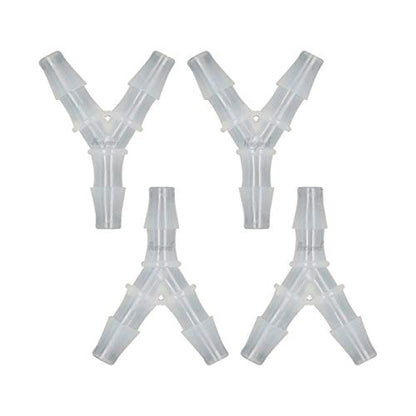 5/16" Polypropylene Y-Shaped 3-Way Barbed Hose Fitting, 4 Pcs | Y-shaped design splits one inlet into two angled outlets for air hoses and water pipes; supports routing and repair projects - style: 4pcs, 5/16" O.D.