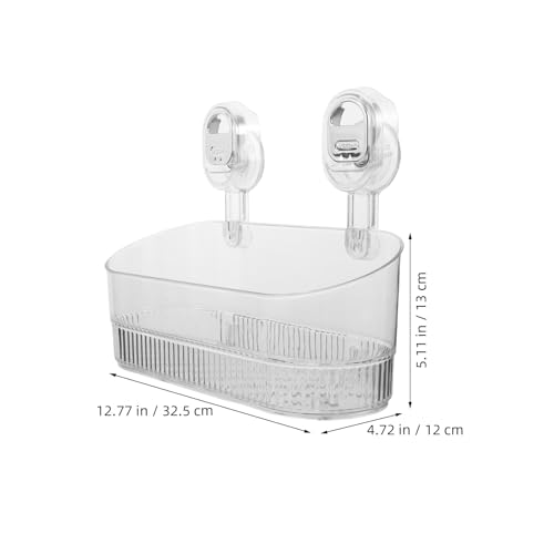 PRETYZOOM Shower Suction Cup Organizer No-Drill Bathroom Suction Storage Box Transparent Plastic Shower Caddy for Shampoo Body Wash Lotion Skin Care Products 12.79 X 5.11 X 4.72 in