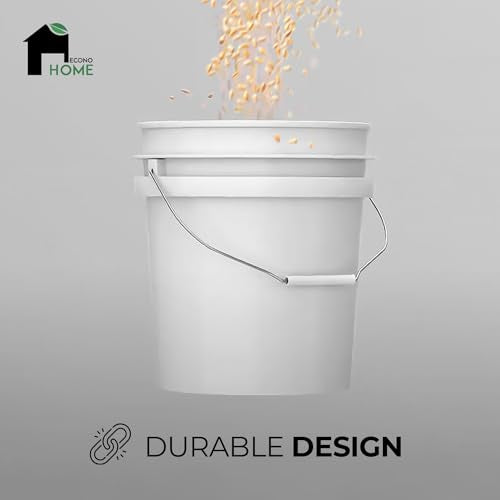 3.5-Gallon White Bucket Pail Container with Lid | Food Grade | Heavy-Duty Approx 90 MIL Extra Durable | Metal Handles with Plastic Grip | Multi-Use | Easy Stack and Store | BPA Free - 2 Pack - color: White - 3.5 Gallon, size: 2 Packs