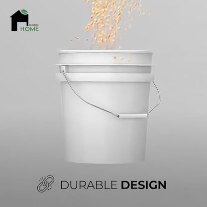 3.5-Gallon White Bucket Pail Container with Lid | Food Grade | Heavy-Duty Approx 90 MIL Extra Durable | Metal Handles with Plastic Grip | Multi-Use | Easy Stack and Store | BPA Free - 2 Pack - color: White - 3.5 Gallon, size: 2 Packs