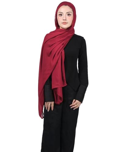 Modal Cotton Hijab Scarf for Women with Undercap Set - color: Fresh Burgundy