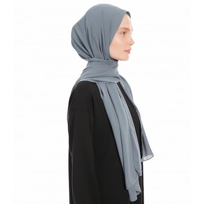 Premium Hijab Scarf for Women - Heavy Chiffon Hijab Muslim Headscarf Shawl - Soft Chiffon Scarf Muslim Headscarf Shawl - color: Dark Grey