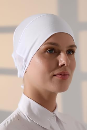 ihvan online, Hijab Cap, Beanie Undercap Scarf, Turban Head Wraps for Women, Hair Wrap, Muslim Under Scarf Hijab Cap - color: White