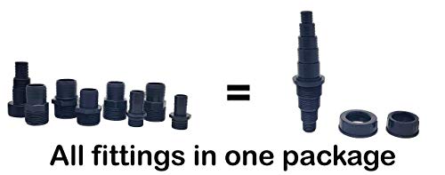 Pond Tubing Pump Fitting, 30 Configurations, Works with Most Pumps, Fish Safe, Black - size: 1 Pack