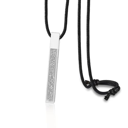 VASSAGO Islamic Ayatul Kursi Necklace for Women Men Stainless Steel/Leather Chain Muslim Allah Arabic 3D Bar Pendant Islam Eid Ramadan Gift Jewelry - color: Silver Leather Rope