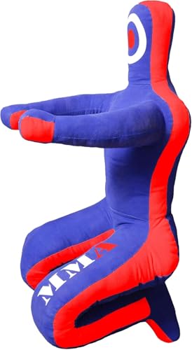 Brazilian Grappling Submission Sitting Laying Throwing Dummy Wrestling Dummy Punching Heavy Bag - UNFILLED 4/48 inches Feet- Kneeling(Multicolored-Blue-Red)