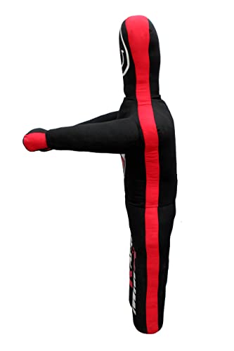 Kids Grappling Dummy for Self Defence Training BBJ Wrestling Kick Boxing Practice Dummies (4 FT 48 in) UNFILLED, None, Black and Red