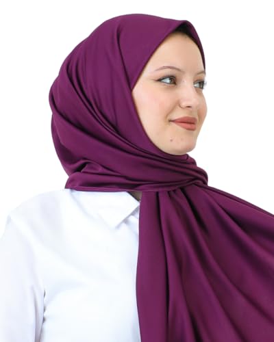 Prien Hijab For Women Muslim Lightweight Scarf Head Scarves For Girls Islamic Long Headscarf Chiffon Shawl Prayer Set Ramadan - color: Purple