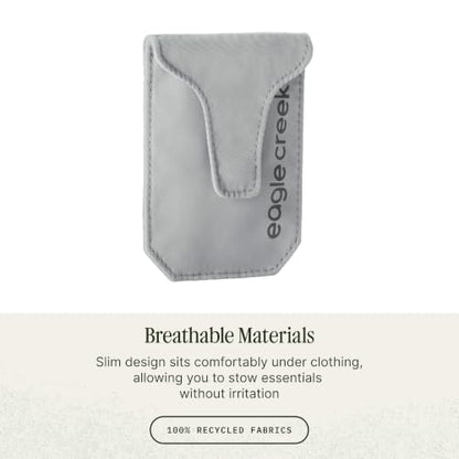 Eagle Creek Undercover RFID Hidden Pocket – Travel Security Pouch with RFID Blocking – Lightweight, Wear Under Clothing – Zippered Passport & Card Holder – Storm Grey - color: Grey