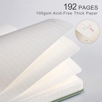 Lined Journal for Women Men, 192 Pages A5 Notebook Journal, Hardcover Notebook with 100Gsm Thick Pages, Leather Note Book for Writing, Travel, Business, Office, Prayer 5.7 x 8.3, Light Green - color: Light Green, style: Lined