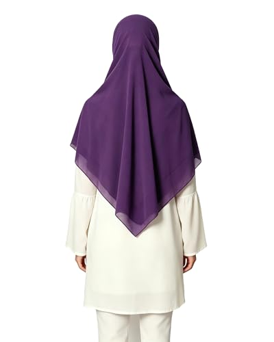 Lina & Lily Premium Chiffon Hijab Head Scarf Shawl Wrap for Muslim Women Square 58'' x 58'' - color: Dark Purple