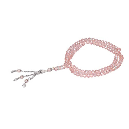 2Pcs Muslim Prayer Beads, 99 Beads Mihrab Separators Count Exquisite Design Tasbih Prayer Beads for Hand Bag, Wood Tasbih Prayer Beads Islamic Prayer Beads() - color: Pink