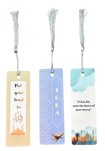 Islamic Bookmarks with Tassel, Laminated Cardstock, Set of 3