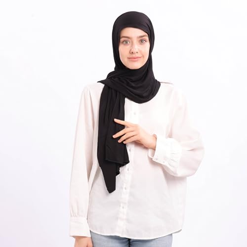 Non-see-through Premium Jersey Maxi Hijab Head Scarf Wrap for Muslim Women - color: Black