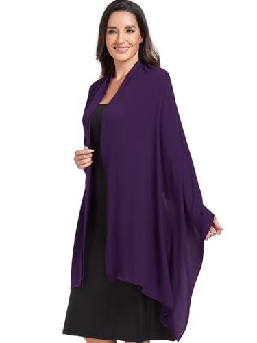 Chiffon Shawl and Wraps for Women Warm Scarves Wedding Evening Bridal Scarfs Pashmina Shawls - color: Eggplant