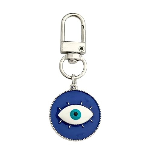 Blue Evil Eye Keychain Hamsa Hand Protection Keyring Good Luck Amulet for Purse Keys,Spiritual Gift for Women Men - color: Silver Eyes
