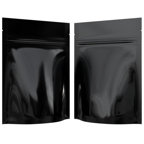 Mylar Style Barrier Bags – Zipper w/Heat Seal – 100 Bags (Gloss Black/Gloss Black, 1/8 Ounce - 3.62?x5?x1.5?) - color: Gloss Black / Gloss Black, size: 3.62x5x1.5 Inch (Pack of 100)