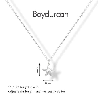 Baydurcan 여성용 실버 목걸이, 악마의 눈 앙크 리본 목걸이, 친구 자매 생일 Just Because 크리스마스 선물 - style: 불가사리