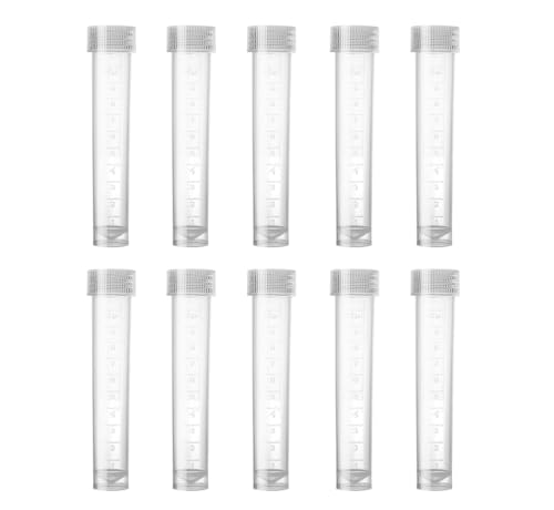 Z-Color 10pcs 10ml Lab Plastic Frozen Test Tubes Vial Seal Cap Container for Laboratory School Educational