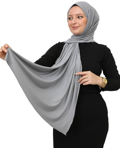 Prien Hijab for Women Viscose Scarf Lightweight Muslim Hijabs Long Shawl Islamic Scarves Turkey Silk Headscarf for Womens - color: Grey