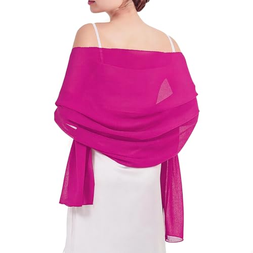 Chiffon Shawls and Wraps - Lightweight Scarve for Women Evening Dresses Wedding Bridal Formal Party - color: Fuchsia