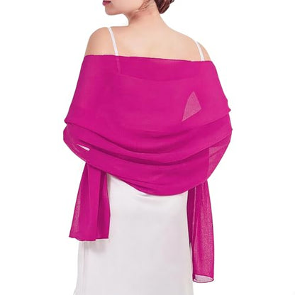 Chiffon Shawls and Wraps - Lightweight Scarve for Women Evening Dresses Wedding Bridal Formal Party - color: Fuchsia