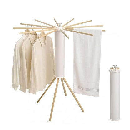 4 Legs Clothes Drying Rack, Foldable Laundry Rack with 12 Rotating Arms, Space-Saving Standing Drying Rack for Indoor/Outdoor, Balcony and Laundry Room