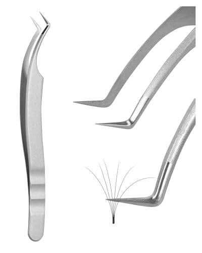 Tweezers Lash Tweezers for Eyelash Extensions, Stainless Steel JT12 | Non-slip, High Precision, Effortless Tip for Mega Fans, Professional sticker tweezers for crafting - style: JT12