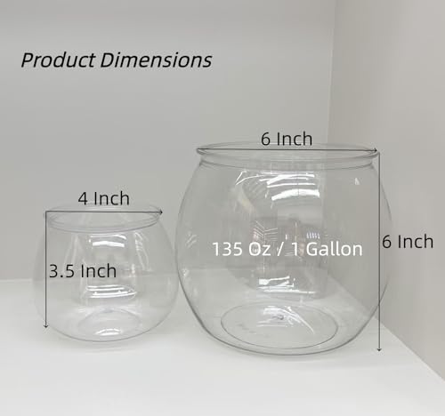 2Pcs Plastic Fish Bowls, 135oz Round Plastic Fish Tank 1 Gallon Aquarium Hydroponic Planter Floral Container for Candy, Carnival Games, Prizes, Party and Table Centerpiece Home Decor