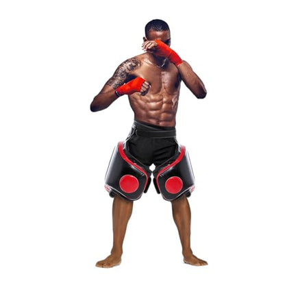 Kickboxing Thigh Pads - Muay Thai Thigh Pads High Density Foam Leg Guards with PU Leather - Adjustable Training Gear for Martial Arts Coach Trainer and Adult Sparring Body Protector