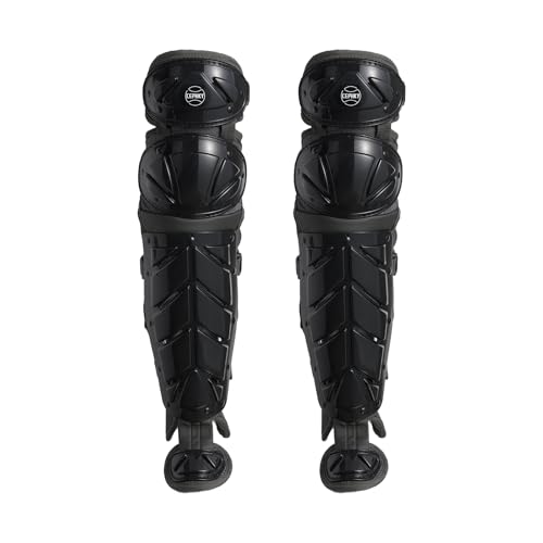 2 Pack Softball/Baseball Knee Leg Guard, Doulbe Leg Knee Savers for Youth/Adult Catchers, 16.8in Full Wing Shin Guards with Adjustable Straps, Fit Well and Comfortable, White/Black