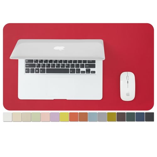 Leather Desk Mat - Small Non-Slip PU Desk Pad for Office and Home - Desk Organization and Accessories - Ideal for Large Mouse Pad and Small Desk Mats on Top of Desks (Rose Red,23.6"x 13.8") - color: Rose Red, size: 23.6" x 13.8"