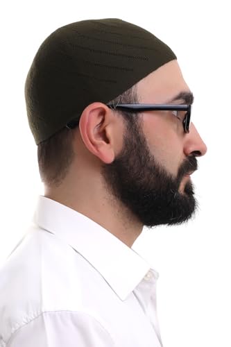 ihvan online Kufi Hats for Men, Taqiya, Takke, Turkish Muslim Winter Woven Caps, Peci, Islamic Prayer Skullcap, Islamic Gifts - color: Khaki