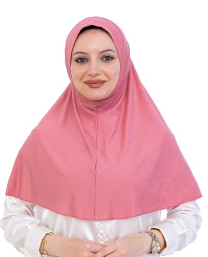 Prien Ready Hijab For Women, One Piece Muslim Instant Turban, Easy To Wear Long Head Scarf, Turkish Islamic Clothes For Abaya - color: Dusty Rose