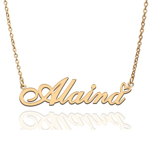 Custom Name Necklace Customized Personalized Plated Necklace for Mother Daughter Friendship Women Valentine's Day Christmas Birthday New Year Party - style: Alaina Gold
