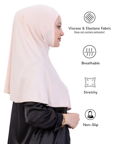 Prien Instant Hijab For Women, Muslim Long Scarf, Undercap Turban Set, Turkish Islamic Clothing, Prayer Clothes For Abaya - color: Beige