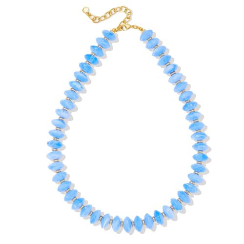 Resin Chunky Beaded Necklace for Women,Vacation Jewelry - color: Sky Blue