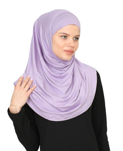 Prien Chic Ready To Wear Hijab For Women, Muslim Long Turban Undercap Set, Instant Scarf, Prayer Clothes For Girls, Abaya - color: Lilac
