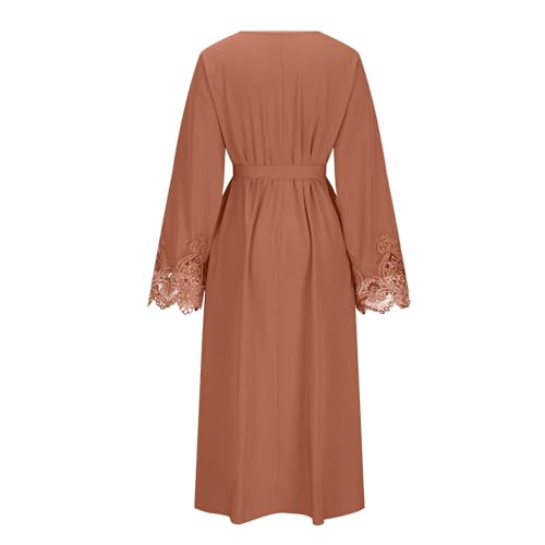 Lmdudan Muslim Dresses - Ladies Robe Dress Islamic Abaya - Cotton Linen Dress - Stripe Conservative Prayer Clothes - color: 🔥2024 Amazon Essentials🔥-3*coffee, size: Medium