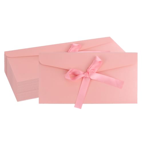 20 Pack Gift Card Envelopeswith Bow Tie Closure 8.66 x 4.33 Inch (Pink) - color: Pink