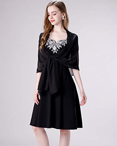 Shawl and Wrap for Evening Dresses Wedding Sheer Scarfs Women Scarve - color: Black, size: 72''×18''